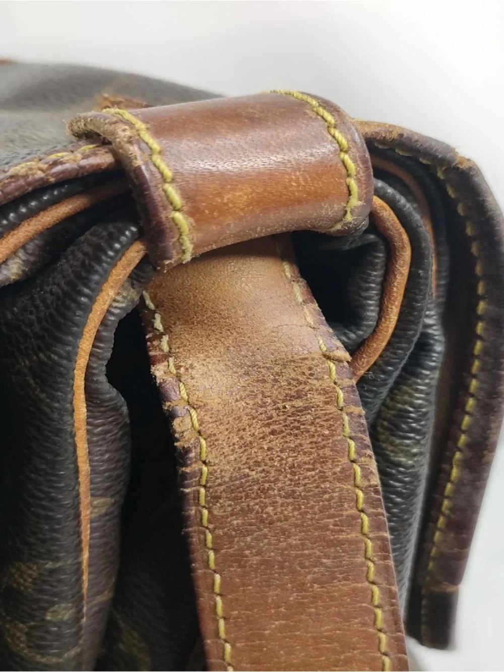 Large Saumur 35 LV Monogram Crossbody Messenger Bag in Brown and Tan
